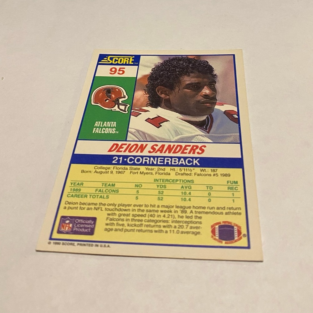 Deion Sanders 1990 Rookie Score Football Card Vintage collectible - Picture 2 of 3